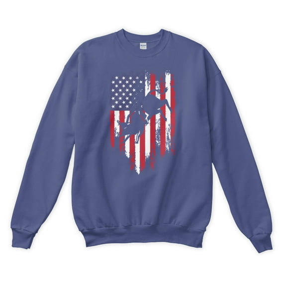 Bull Riding Rodeo Cowboy USA Flag Matching 4th Of July Gift Ideas Sweatshirt