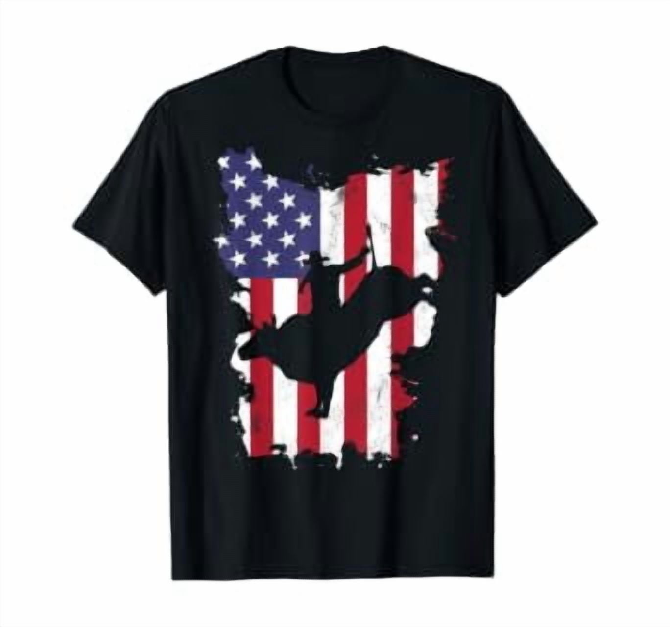Bull Rider Cloth Bull Riding Rodeo Cowboy Usa Flag 4Th Of July Us T-Shirt - Walmart.com