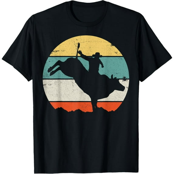Bull Riding Rodeo Cowboy Western Country Retro Vintage T-Shirt
