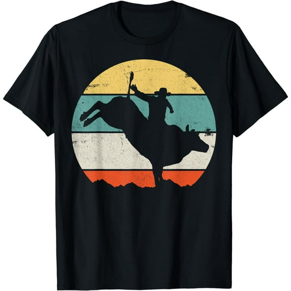 Bull Riding Rodeo Cowboy Western Country Retro Vintage T-Shirt
