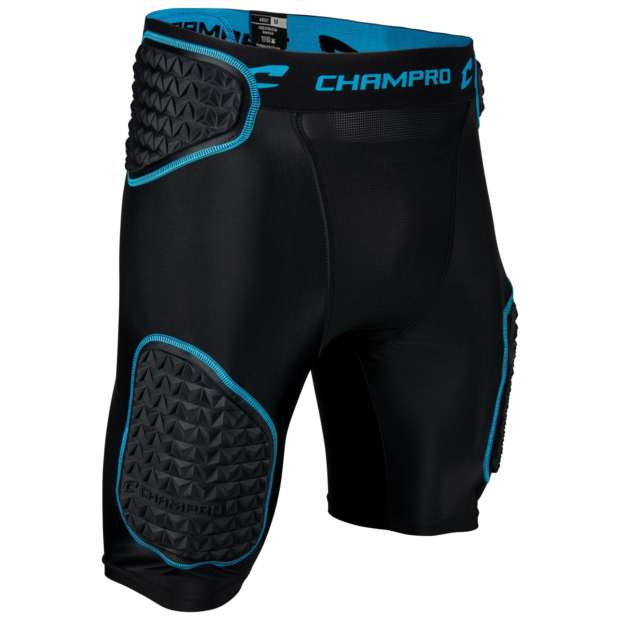 Champro Bull Rush 5-Pad Girdle, Adult, 2X-Large, Black, Optic Blue