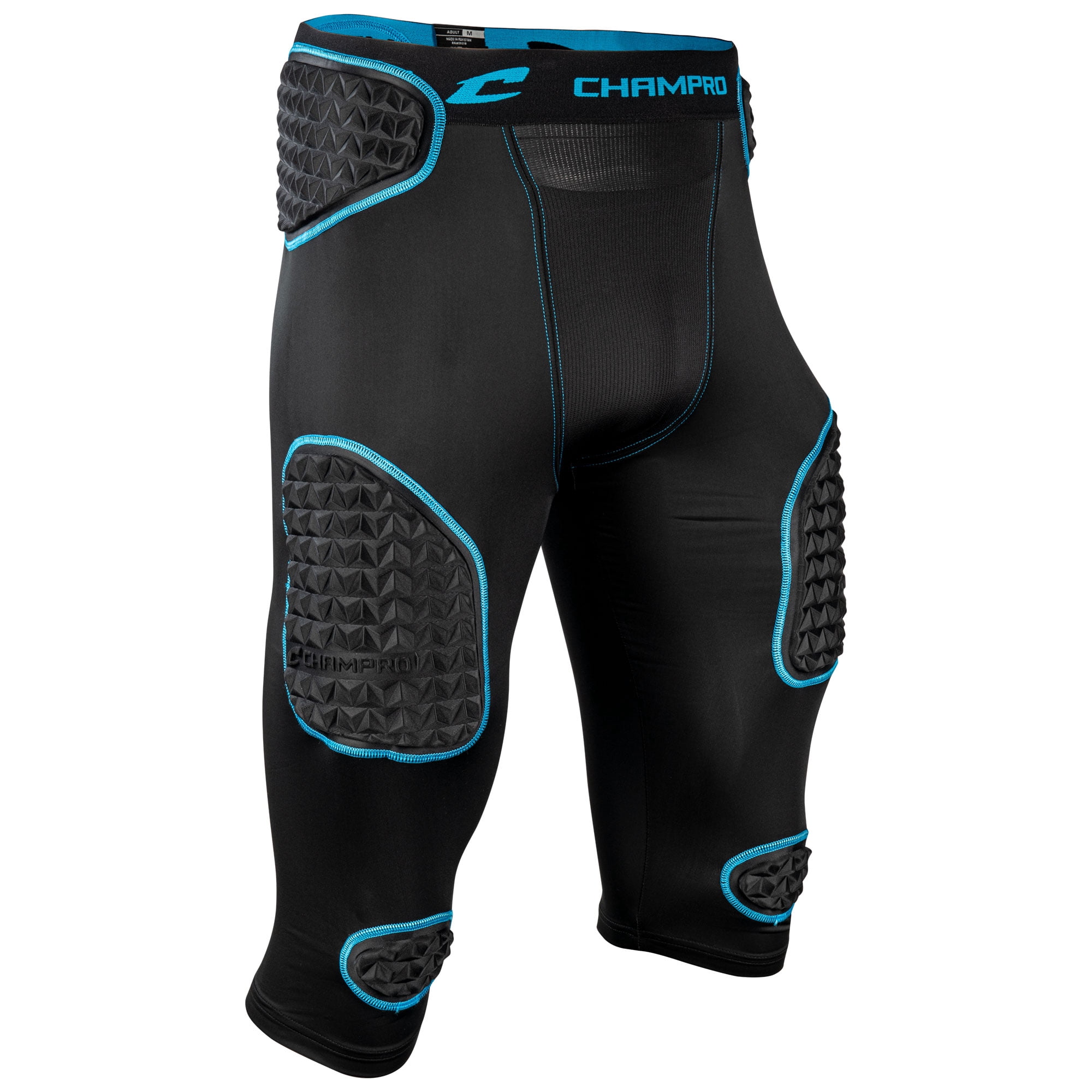 Champro Bull Rush 7-Pad Girdle, Adult, 2X-Large, Black, Optic Blue