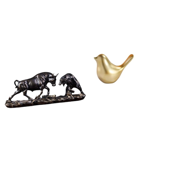Bull Sculpture Birds Figurine Resin Animal Statue Creative Decor for Desk Cabinet Housewarming Gift