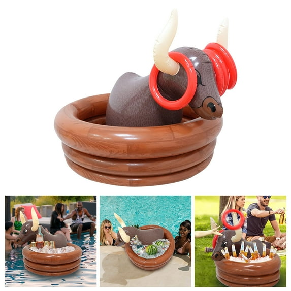 Bull Shaped Inflatable Drink Cooler Bucket - Portable Party Ice Tub for BBQ, Beach, Birthdays, Picnics, Insulation, 590g