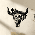 thumbnail image 1 of Bull Skull & Cactus Metal Wall Art, Rustic Iron Sign, Home & Outdoor Decor, 1 of 7