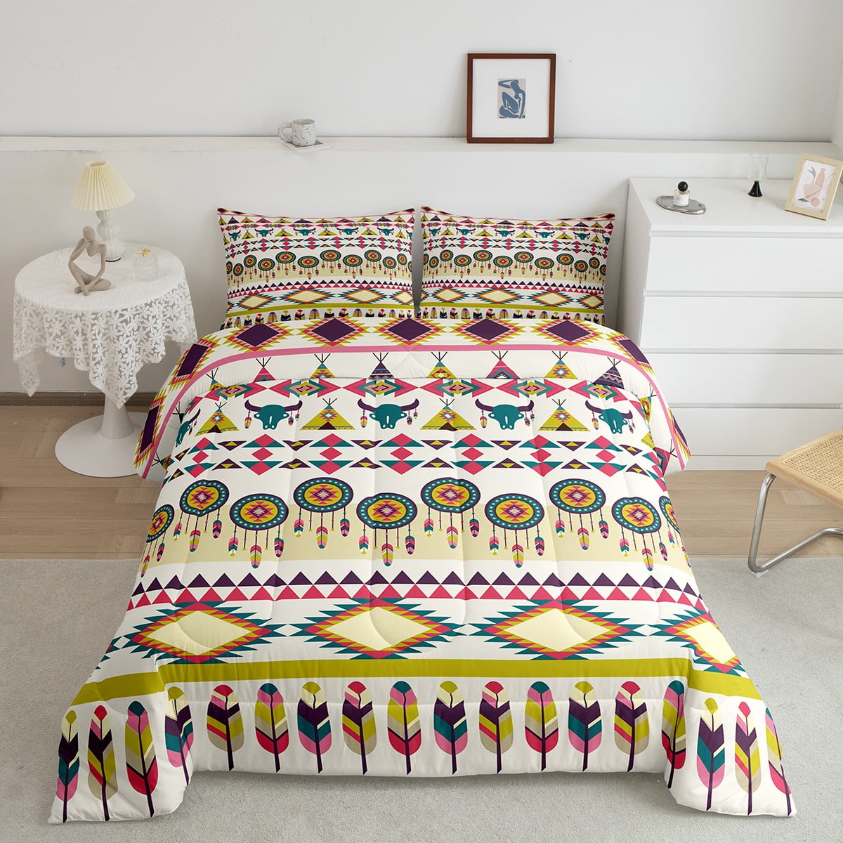 Bull Skull Comforter Set Twin Exotic Tribal Indian Tent Bedding Set