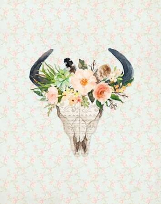 Bull Skull on Floral Canvas Art - Tara Moss (22 x 28)