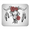 thumbnail image 1 of Bull Skull with Roses on Her Head Feathers Hanging from The Horns Graphic Mousepad Mouse Pad Mouse Mat 9x10 inch, 1 of 3
