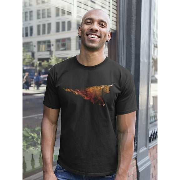 Bull Smoke Art T-Shirt Men -Image by Shutterstock, Male Large
