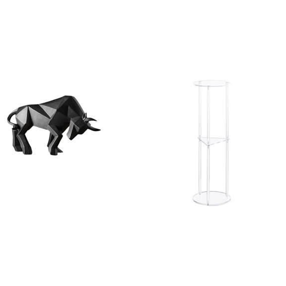 Bull Statue Figurine Sculpture Desk Decor Round Side Table Clear Acrylic Space Saving for Office Living Room Bedroom