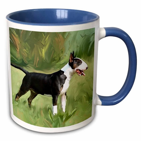3drose, Bull Terrier, 15oz Two-tone Blue Mug