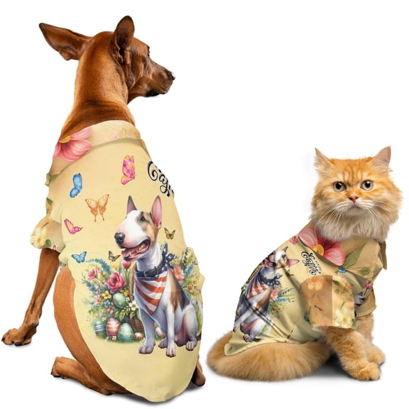 Bull Terrier Celebrates Spring and Enjoys a Happy Easter Hawaiian Summer Shirt for Small Medium Large Dog Cat Bully Dog Lovers Gifts Idea - 02001