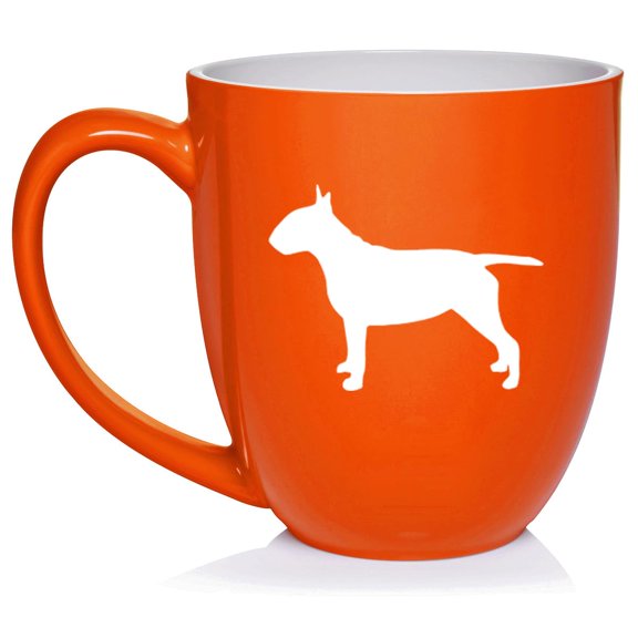 Bull Terrier Ceramic Coffee Mug Tea Cup Gift for Her, Him, Friend, Coworker, Wife, Husband, Dog Lover (16oz Orange)
