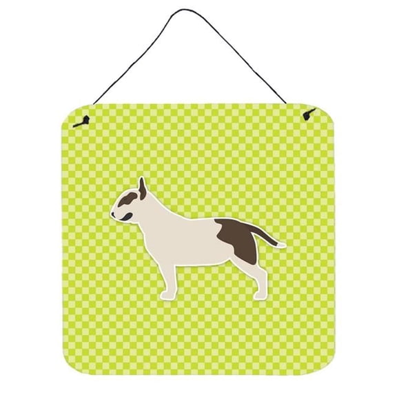 Bull Terrier Checkerboard Green Wall or Door Hanging Prints