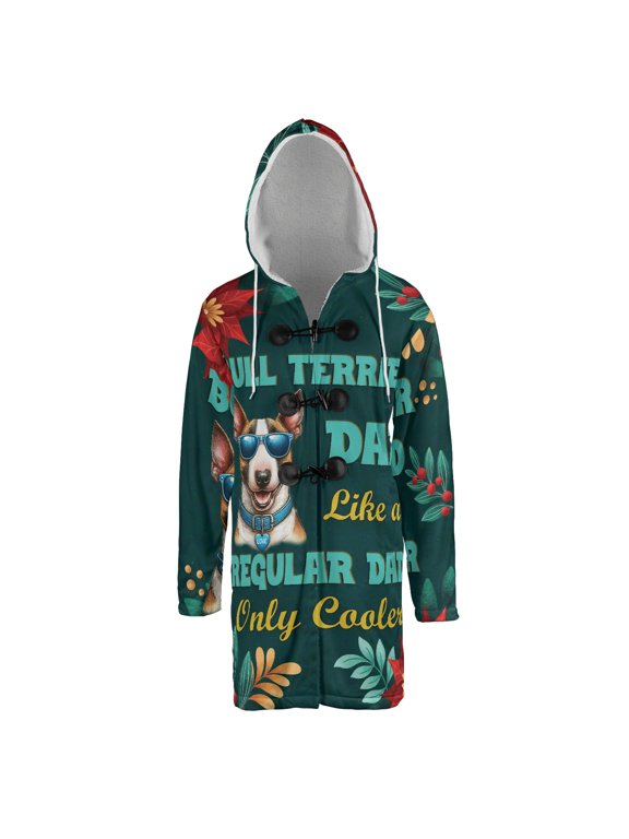 Bull Terrier Dad Like a Regular Dad Only Cooler Happy Father's Day All Over Print 3D Hooded Duffle Toggle Coat Bully Dog Lovers Gifts Idea - 02007