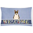 thumbnail image 1 of Bull Terrier Dark Brindle Welcome Canvas Fabric Decorative Pillow, 1 of 1