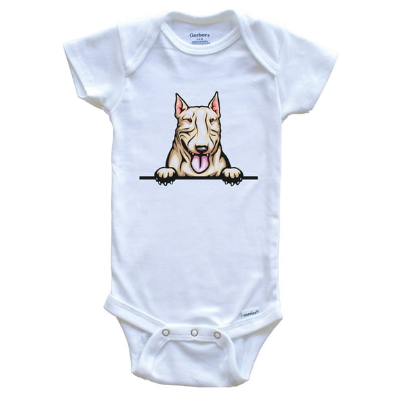 Bull Terrier Dog Breed Cute Baby Bodysuit, 0-3 months white