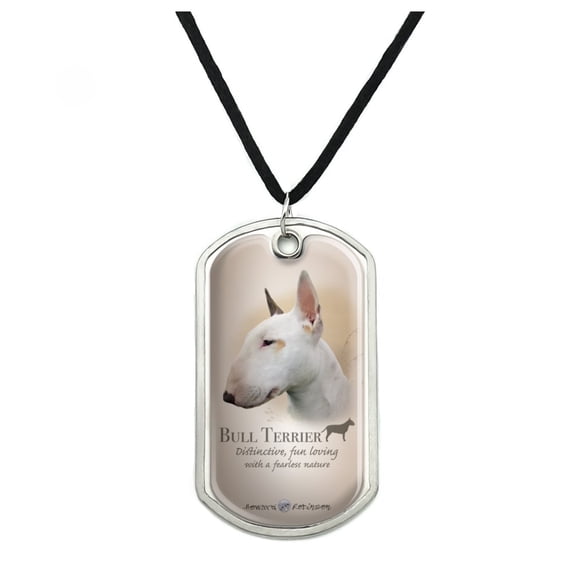 Bull Terrier Dog Breed Military Dog Tag Pendant Necklace with Cord