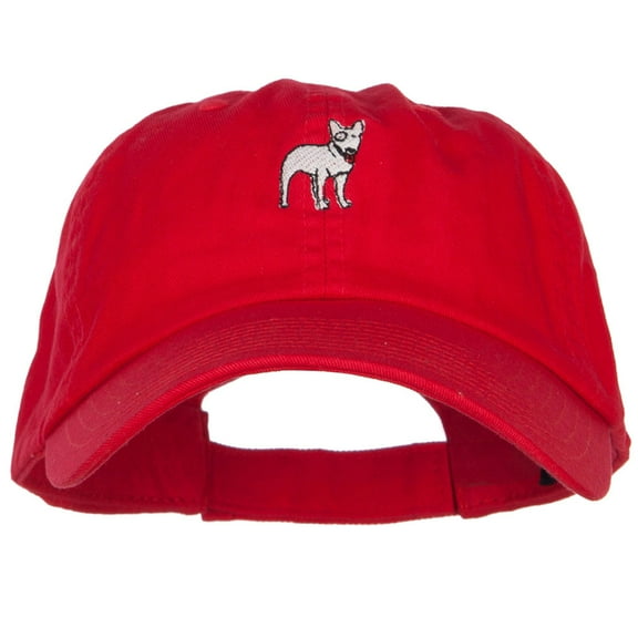 Bull Terrier Dog Embroidered Low Cap - Red OSFM