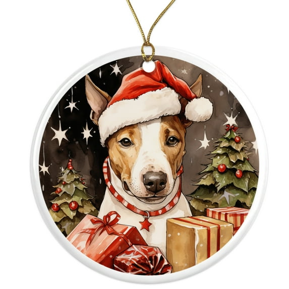 Bull Terrier Dog Ornament - Pet Ornament for Christmas Tree - 3" Round Ceramic - Printed in USA - Puppy New Dog - Dog Mom - Dog Dad - Pet Owner - Xmas Decoration DOG047