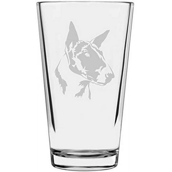 Bull Terrier Dog Themed Etched All Purpose 16oz Libbey Pint Glass
