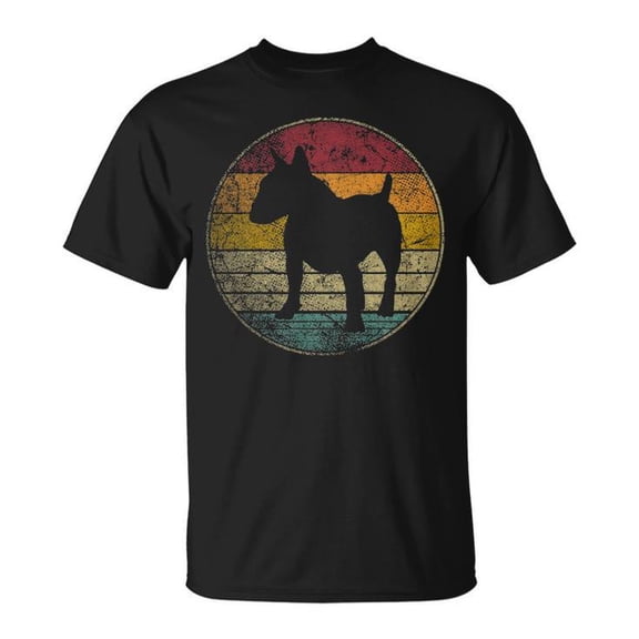 Bull Terrier Dog Vintage Distressed Silhouette Graphic Tee Unisex Adult Cotton Retro Pet Lover Design T-Shirt for Casual Wear Dog Owners Gift, Size L, Color Black