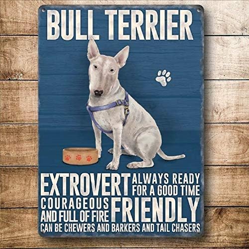 Bull Terrier Dogs Funny Bathroom Metal Tin Sign Wall Decor Vintage Tin