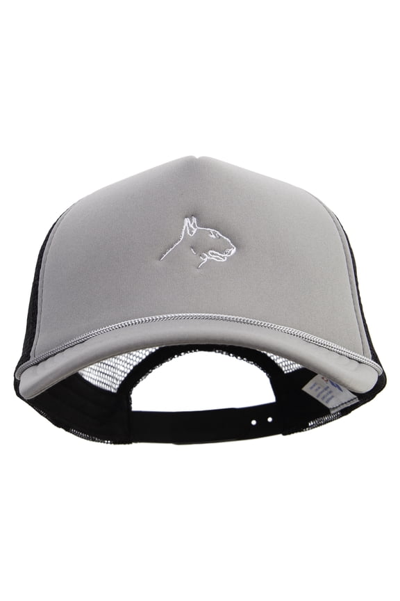 Bull Terrier Embroidered Summer Foam Mesh Trucker Cap - Grey Black OSFM