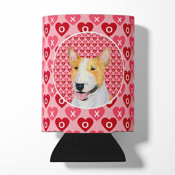 Bull Terrier Hearts Love and Valentines Day Portrait Can or Bottle Hugger