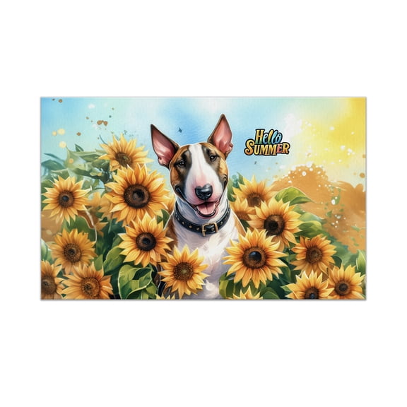 Bull Terrier Hello Summer Sunshine Sunflowers Spring Retro Vintage Doormat Bully Dog Lovers Gifts Idea Indoor Outdoor Welcome Mat - 00008