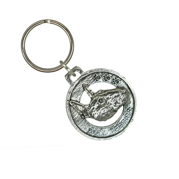 Bull Terrier Keychain, D040KC, 1 1/2 Inch, Dog, Terrier Group, Metal, Pet, Gift, Handmade in the USA, Wide Range of Dog Breed Designs Available, 100% American Made