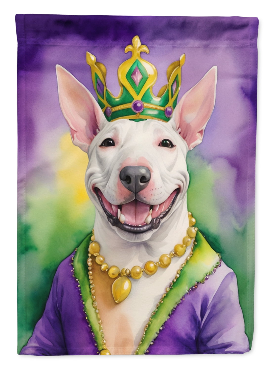 Bull Terrier King of Mardi Gras Garden Flag 11.25 in x 15.5 in