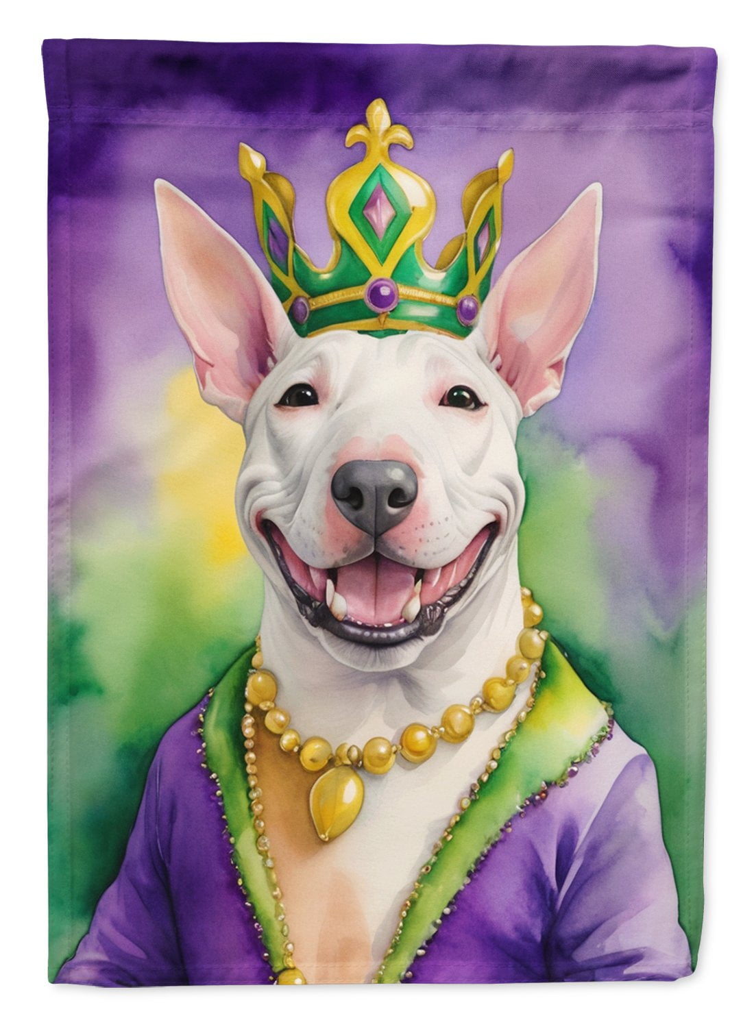 Bull Terrier King of Mardi Gras House Flag 28 in x 40 in
