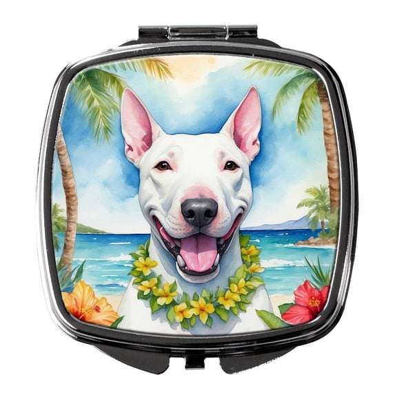 Bull Terrier Luau Compact Mirror 2.75 in x 3 in