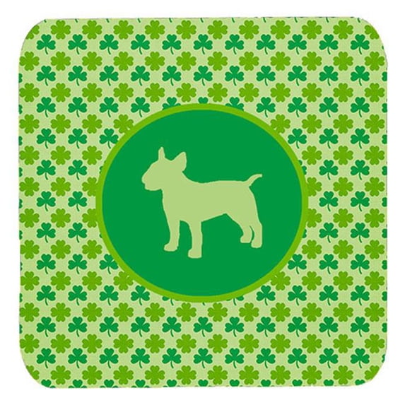 Bull Terrier Lucky Shamrock Foam Coasters, Set Of 4