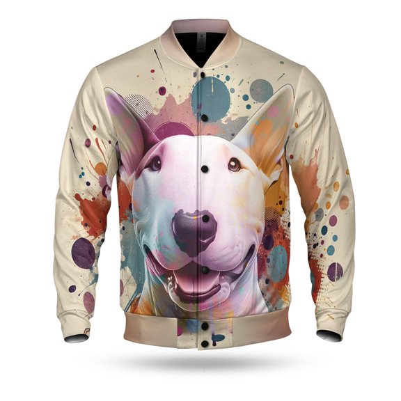 Bull Terrier Portrait Watercolor Vintage Retro Styles All Over Print 3D Baseball Jacket Bully Dog Lovers Gifts Idea Bomber Jacket Softball - 00001
