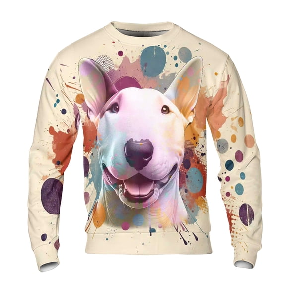 Bull Terrier Portrait Watercolor Vintage Retro Styles All Over Print 3D Sweatshirt Unisex Merch Bully Dog Lovers Gifts Idea - 00001