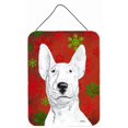thumbnail image 1 of Bull Terrier Red Snowflake Christmas Aluminium Metal Wall or Door Hanging Print, 1 of 1