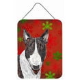 thumbnail image 1 of Bull Terrier Red Snowflake Christmas Aluminium Metal Wall or Door Hanging Print, 1 of 1