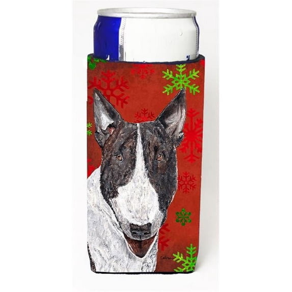Bull Terrier Red Snowflake Christmas Michelob Ultra bottle sleeves For Slim Cans - 12 oz.