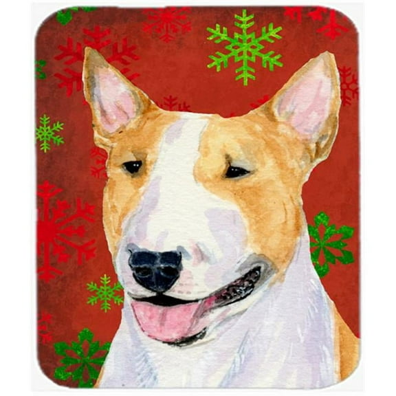Bull Terrier Snowflakes Holiday Christmas Mouse Pad, Hot Pad or Trivet