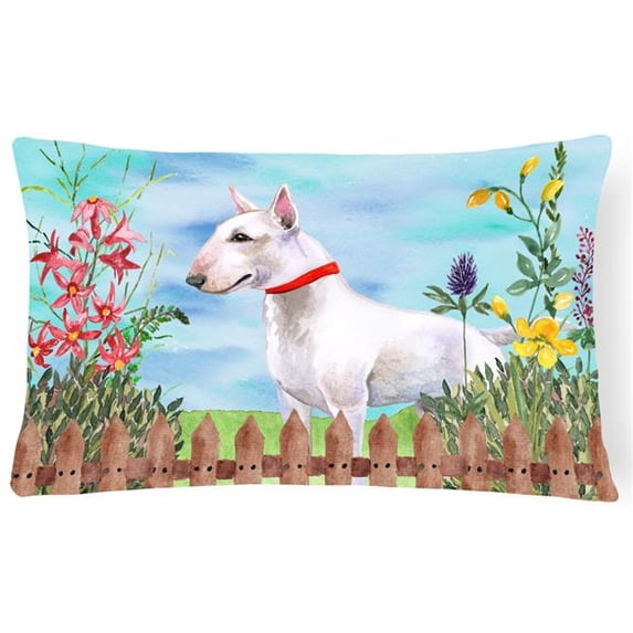 Bull Terrier Spring Canvas Fabric Decorative Pillow