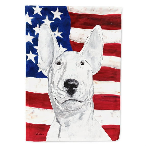 Bull Terrier USA American Flag Garden Flag