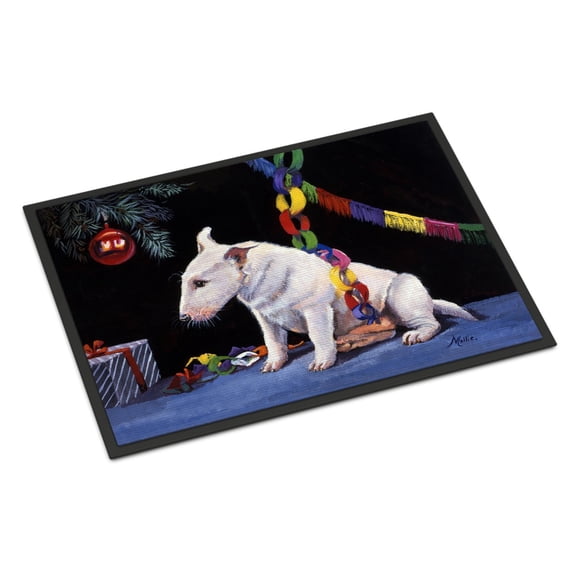 Bull Terrier under the Christmas Tree Door Mat