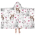 thumbnail image 1 of Bull Terriers and Hearts Hooded Bath Towel，50"x30" for Ages 3 To 12 Kids, Quick Dry Lightweight Soft Microfiber Hood Beach Towel Cover Up for Kids, 1 of 7