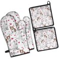 thumbnail image 1 of Bull Terriers and Hearts Kitchen Oven Mitt and Pot Holder Sets 4 Pcs for Baking, Cooking and Grilling, Heat Resistant Up To 392 °F, 1 of 7