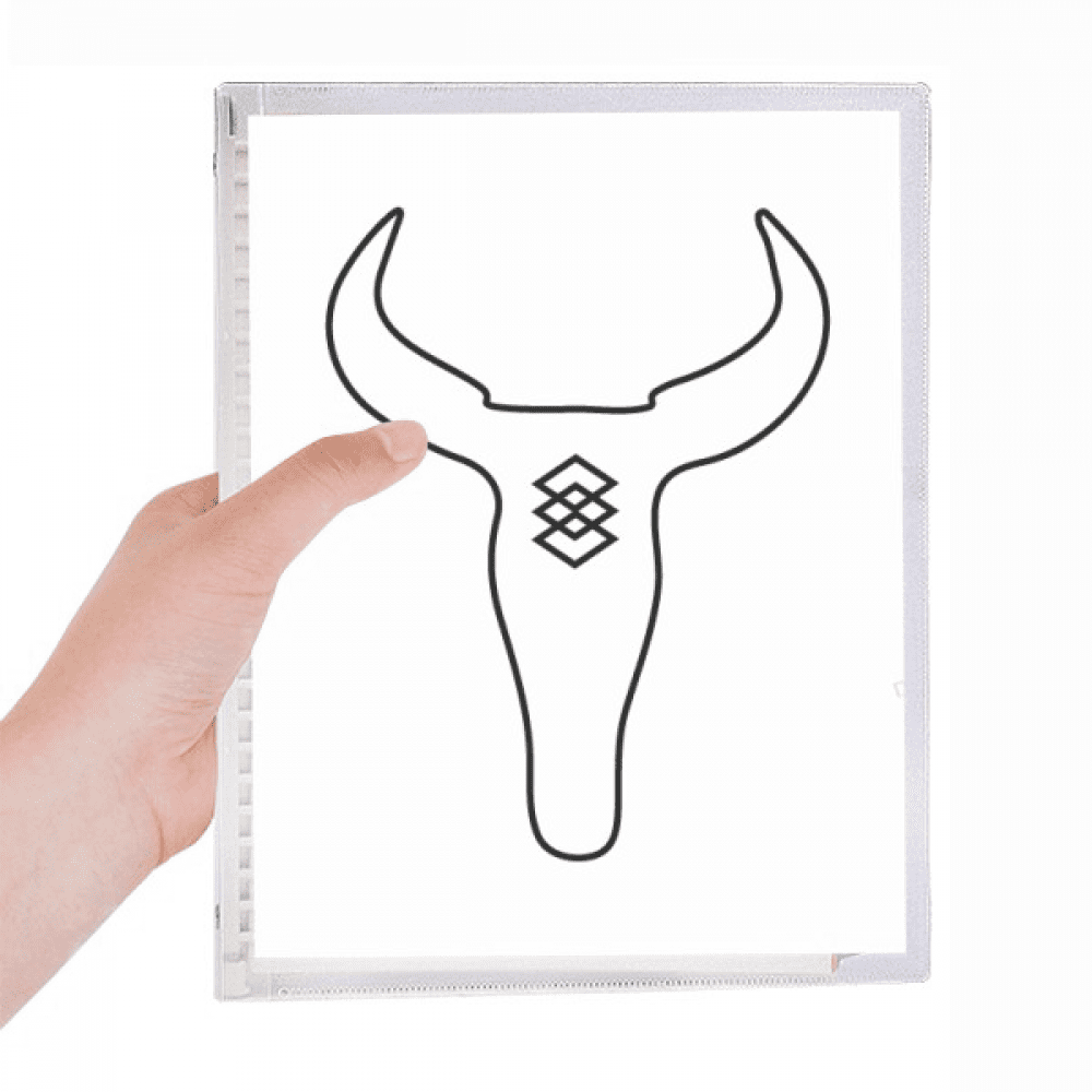 Bull Totem Geometry Pattern Notebook Loose Diary Refillable Journal Stationery