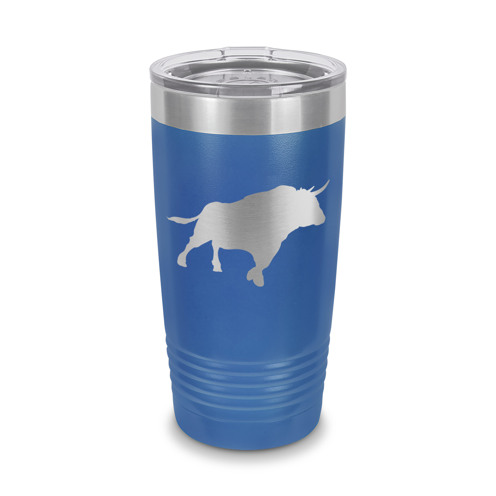 Bull Tumbler 20 oz - Laser Engraved w/ Clear Lid - Stainless Steel ...
