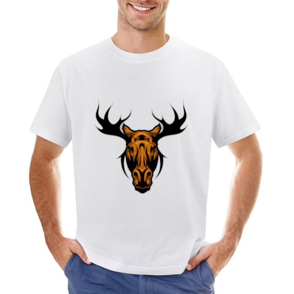 Bull Vintage T-shirt Mens Cotton Classic Crewneck Short Sleeve Tees Unisex White 5XL