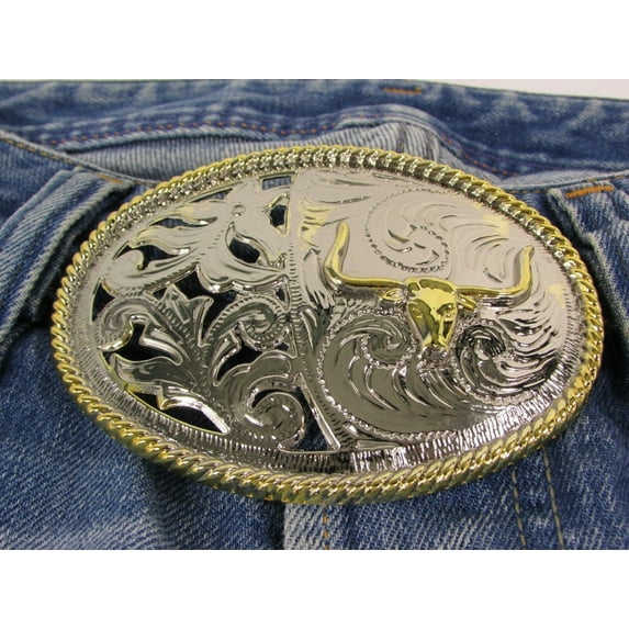 Bull Western Longhorn Belt Buckle Men Women cowgirl Cowboy friend Rodeo Costume